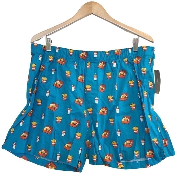NWT JCrew Burger Theme, Blue Boxer Shorts, X-Large - Picture 1 of 5